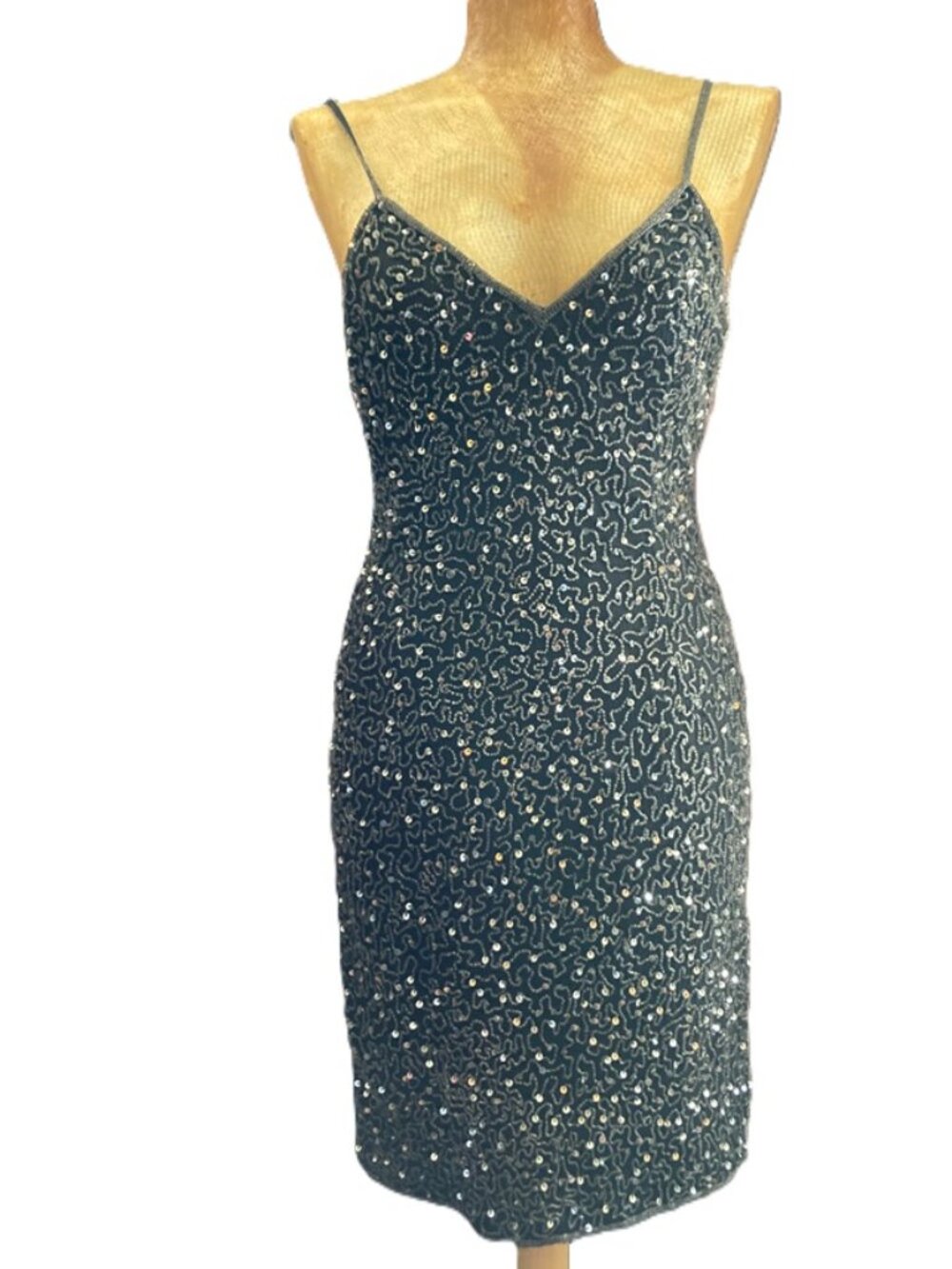 Vintage Silk Sequin/Beaded Evening Dress Size Medium